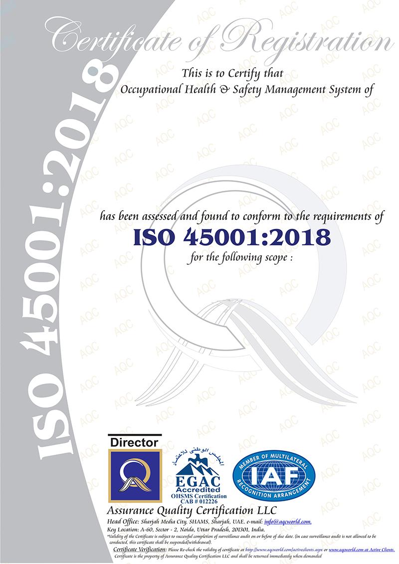 ISO 45001 Certificate